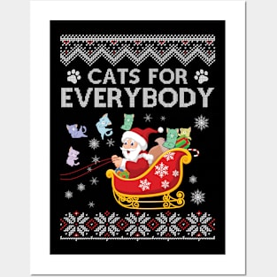 Cats For Everybody Ugly Christmas Funny Xmas Cute Cat Lover Posters and Art